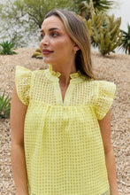 Load image into Gallery viewer, And The Why Ruffle Sleeve Grid Babydoll Top
