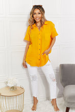 Load image into Gallery viewer, Zenana Summer Breeze Gauze Short Sleeve Shirt in Mustard