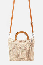 Load image into Gallery viewer, Fame Crochet Knit Convertible Tote Bag with Tassel