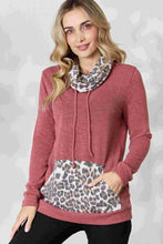 Load image into Gallery viewer, BiBi Leopard Drawstring Long Sleeve Top