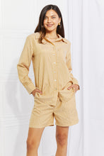 Load image into Gallery viewer, Zenana Striped Shirt and Shorts Loungewear Set in Mustard