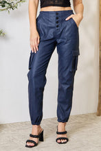 Load image into Gallery viewer, Kancan High Waist Faux Leather Cargo Joggers