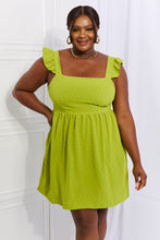 Load image into Gallery viewer, Culture Code Sunny Days Empire Line Ruffle Sleeve Dress in Lime