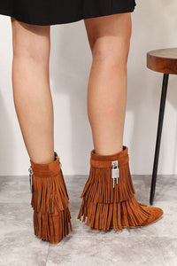 Legend Women's Tassel Wedge Heel Ankle Booties