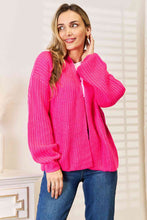 Load image into Gallery viewer, Woven Right Rib-Knit Open Front Drop Shoulder Cardigan
