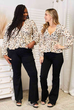 Load image into Gallery viewer, Double Take Printed Tied Plunge Peplum Blouse