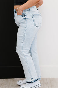 RISEN Stella Acid Wash Distressed Straight Jeans
