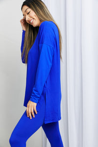Zenana Ready to Relax Brushed Microfiber Loungewear Set in Bright Blue