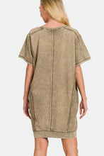 Load image into Gallery viewer, Zenana Washed Exposed Seam Mini Tee Dress