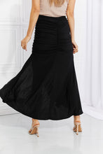Load image into Gallery viewer, White Birch Up and Up Ruched Slit Maxi Skirt in Black
