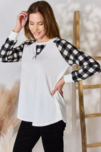 Load image into Gallery viewer, Hailey &amp; Co Plaid Raglan Sleeve Round Neck Blouse