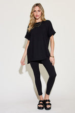 Load image into Gallery viewer, Zenana Short Sleeve Slit T-Shirt and Leggings Lounge Set