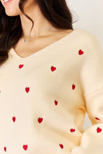 Load image into Gallery viewer, J.NNA Hearts Pattern V-Neck Sweater