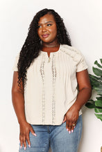 Load image into Gallery viewer, Double Take Crochet Buttoned Short Sleeves Top