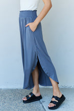 Load image into Gallery viewer, Doublju Comfort Princess High Waist Scoop Hem Maxi Skirt in Dusty Blue
