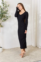 Load image into Gallery viewer, Culture Code Ribbed Long Sleeve Midi Slit Dress