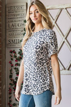 Load image into Gallery viewer, Heimish Leopard Round Neck Petal Sleeve T-Shirt