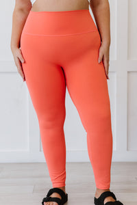 Zenana On Your Mark High Waisted Active Leggings in Deep Coral