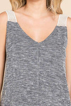 Load image into Gallery viewer, Culture Code Contrast Eyelet Strap Slit Ribbed Tank