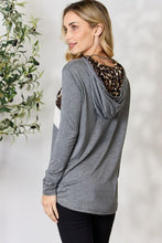 Load image into Gallery viewer, BiBi Leopard Color Block Drawstring Hoodie