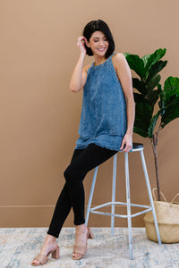 Doe & Rae Forever Young Mineral Wash Denim Sleeveless Top