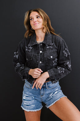 Sweet Generis Star-Crossed Run Cropped Denim Jacket