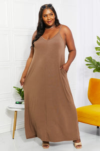 Zenana Beach Vibes Cami Maxi Dress in Mocha