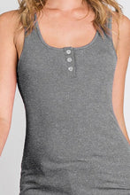 Load image into Gallery viewer, Ninexis Front Button Ribbed Round Neck Tank