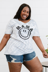 Sew In Love MAMA Smile Graphic Tie-Dye Tee Shirt