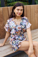 Load image into Gallery viewer, Petal Dew Full Size Floral Tie Belt Ruffled Romper