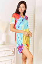 Load image into Gallery viewer, Double Take Tie-Dye V-Neck Twisted Dress