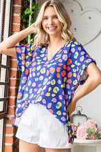 Load image into Gallery viewer, First Love Printed V-Neck Short Sleeve Blouse