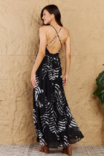 Load image into Gallery viewer, OneTheLand  Black Leaf Printed Maxi Dress