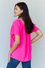 Load image into Gallery viewer, Ninexis Keep Me Close Square Neck Short Sleeve Blouse in Fuchsia