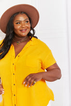 Load image into Gallery viewer, Zenana Summer Breeze Gauze Short Sleeve Shirt in Mustard