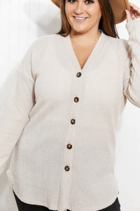 Heimish Home at Last Waffle Knit Button Down Cardigan