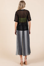 Load image into Gallery viewer, GeeGee Round Neck Drop Shoulder Mesh Glitter Top