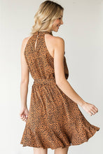 Load image into Gallery viewer, First Love Leopard Belted Sleeveless Dress
