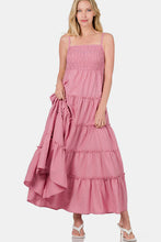 Load image into Gallery viewer, Zenana Woven Smocked Tiered Cami Maxi Dress